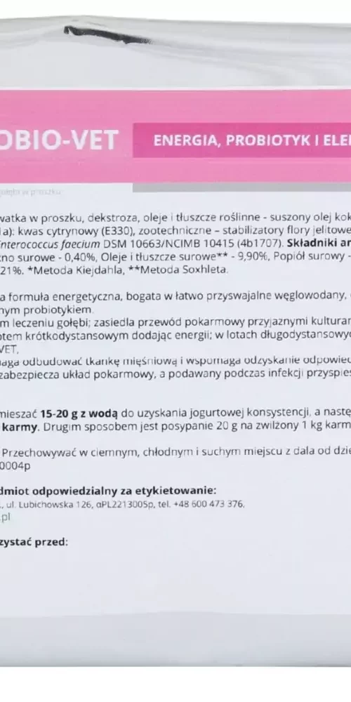 ENERGOPROBIO-VET 200 g | Suplementy i artykuły dla gołębi | Sklep online dla hodowców E-hoduj.pl