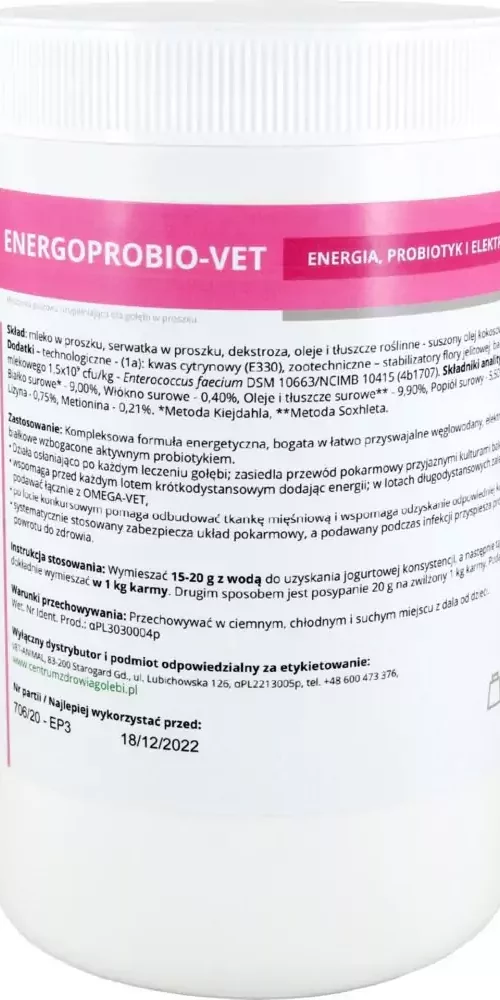 ENERGOPROBIO-VET 500 g | Suplementy i artykuły dla gołębi | Sklep online dla hodowców E-hoduj.pl