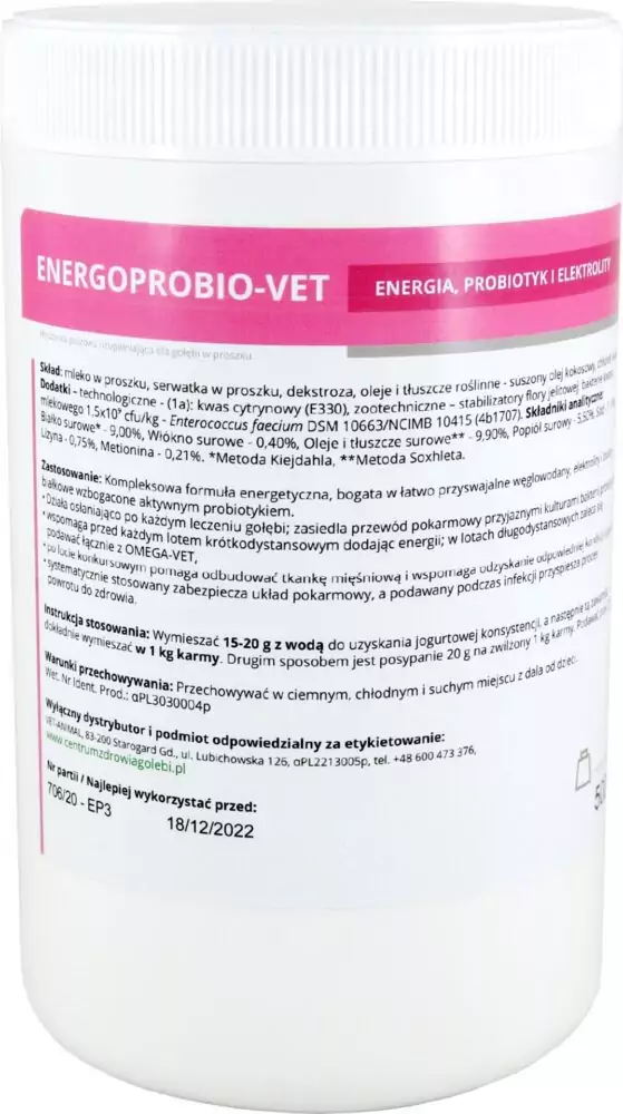 ENERGOPROBIO-VET 500 g | Suplementy i artykuły dla gołębi | Sklep online dla hodowców E-hoduj.pl