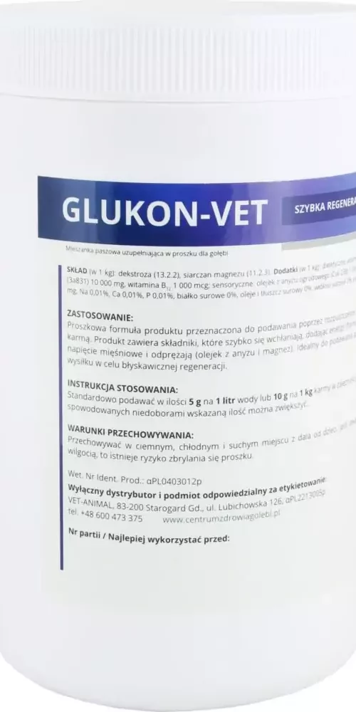 GLUKON-VET 500 g | Suplementy i artykuły dla gołębi | Sklep online dla hodowców E-hoduj.pl