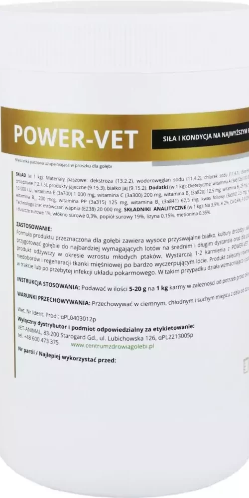 POWER-VET 200 g | Suplementy i artykuły dla gołębi | Sklep online dla hodowców E-hoduj.pl