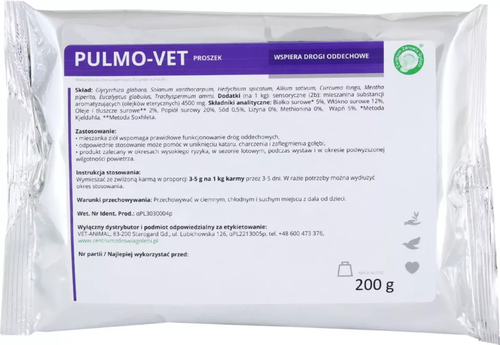 PULMO-VET PROSZEK 200 g | Suplementy i artykuły dla gołębi | Sklep online dla hodowców E-hoduj.pl