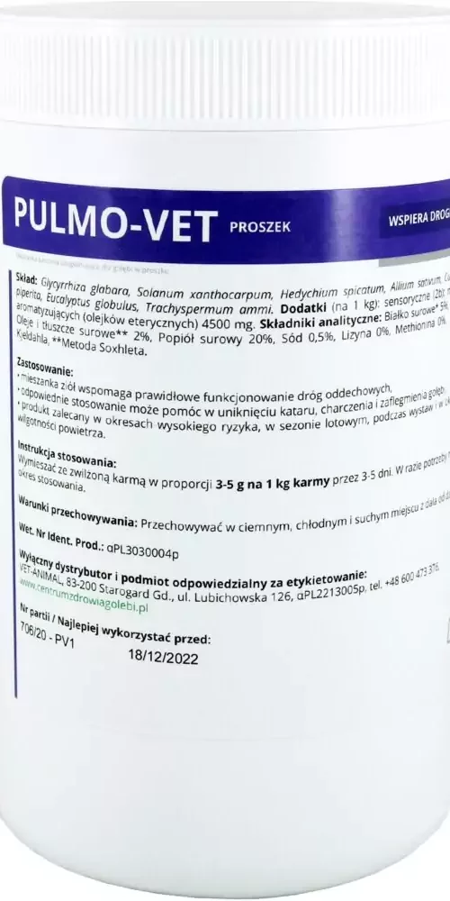 PULMO-VET PROSZEK 500 g | Suplementy i artykuły dla gołębi | Sklep online dla hodowców E-hoduj.pl