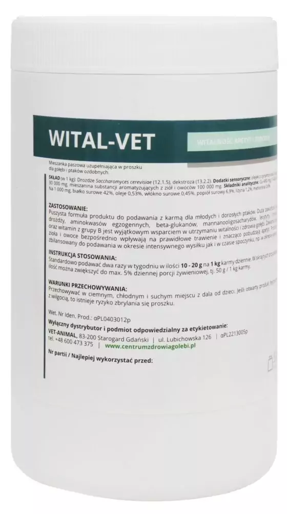 WITAL-VET 500 g | Suplementy i artykuły dla gołębi | Sklep online dla hodowców E-hoduj.pl